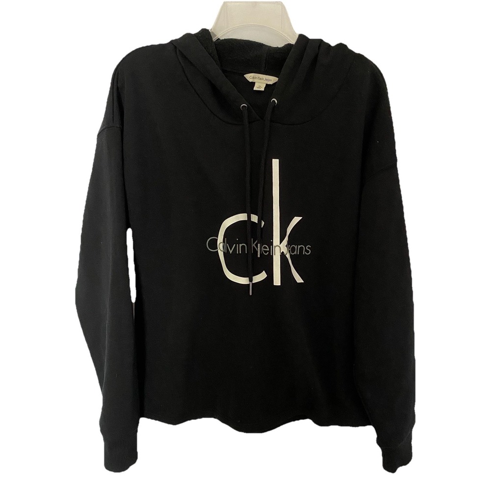 Calvin Klein CK Jeans  Hoodie Sweatshirt Womens XL Black Pullover Logo